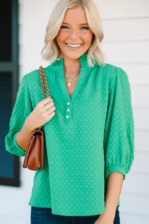 All Up To You Green Textured Blouse