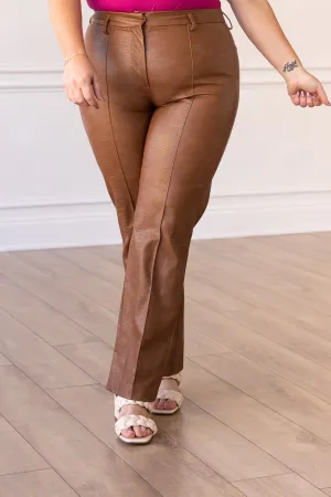 Always Edgy Brown Snake Print Leather Pants