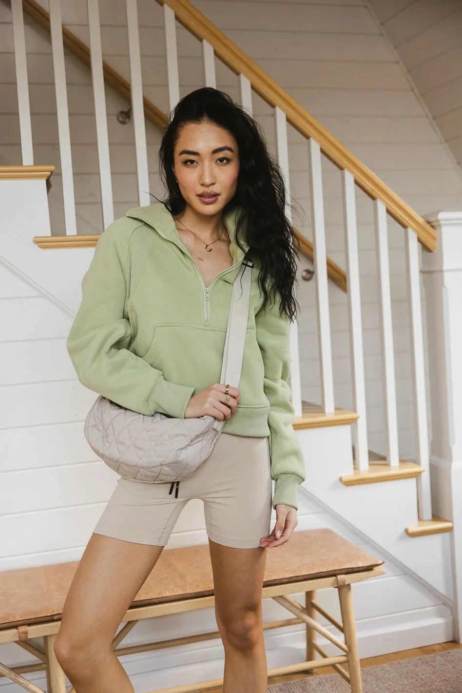 Alyssa Half Zip in Sage - FINAL SALE