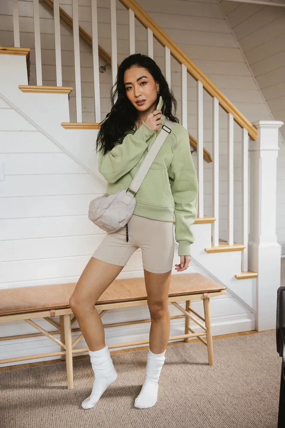 Alyssa Half Zip in Sage - FINAL SALE