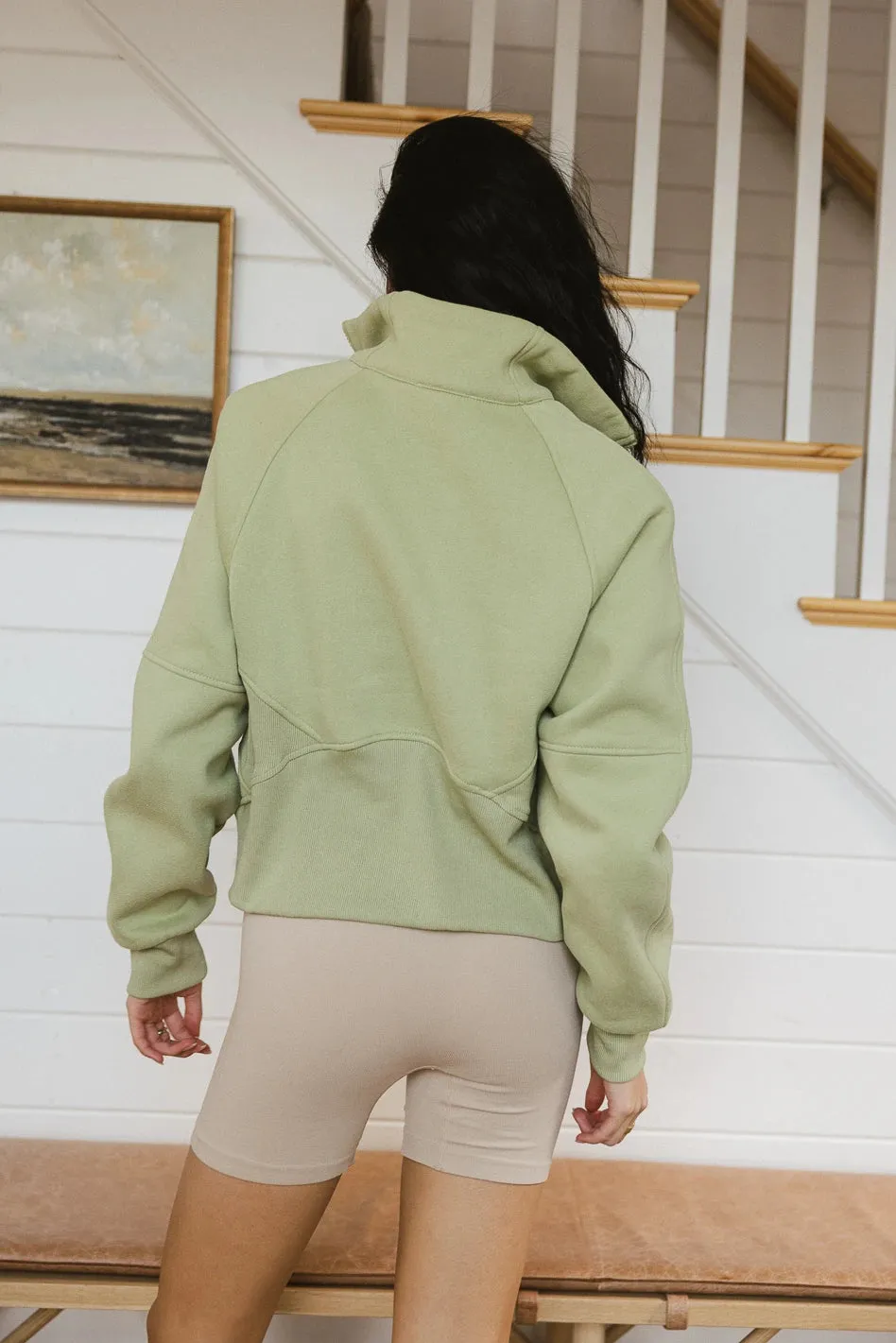 Alyssa Half Zip in Sage - FINAL SALE