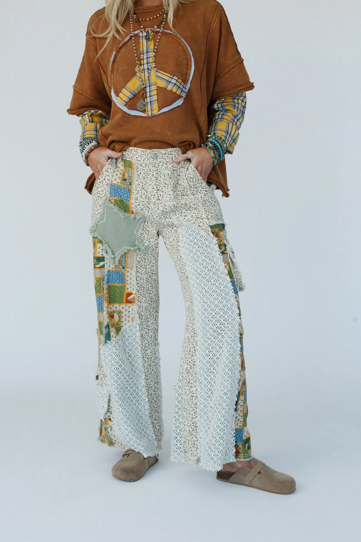 Aurelia Mix Print Pants - Beige