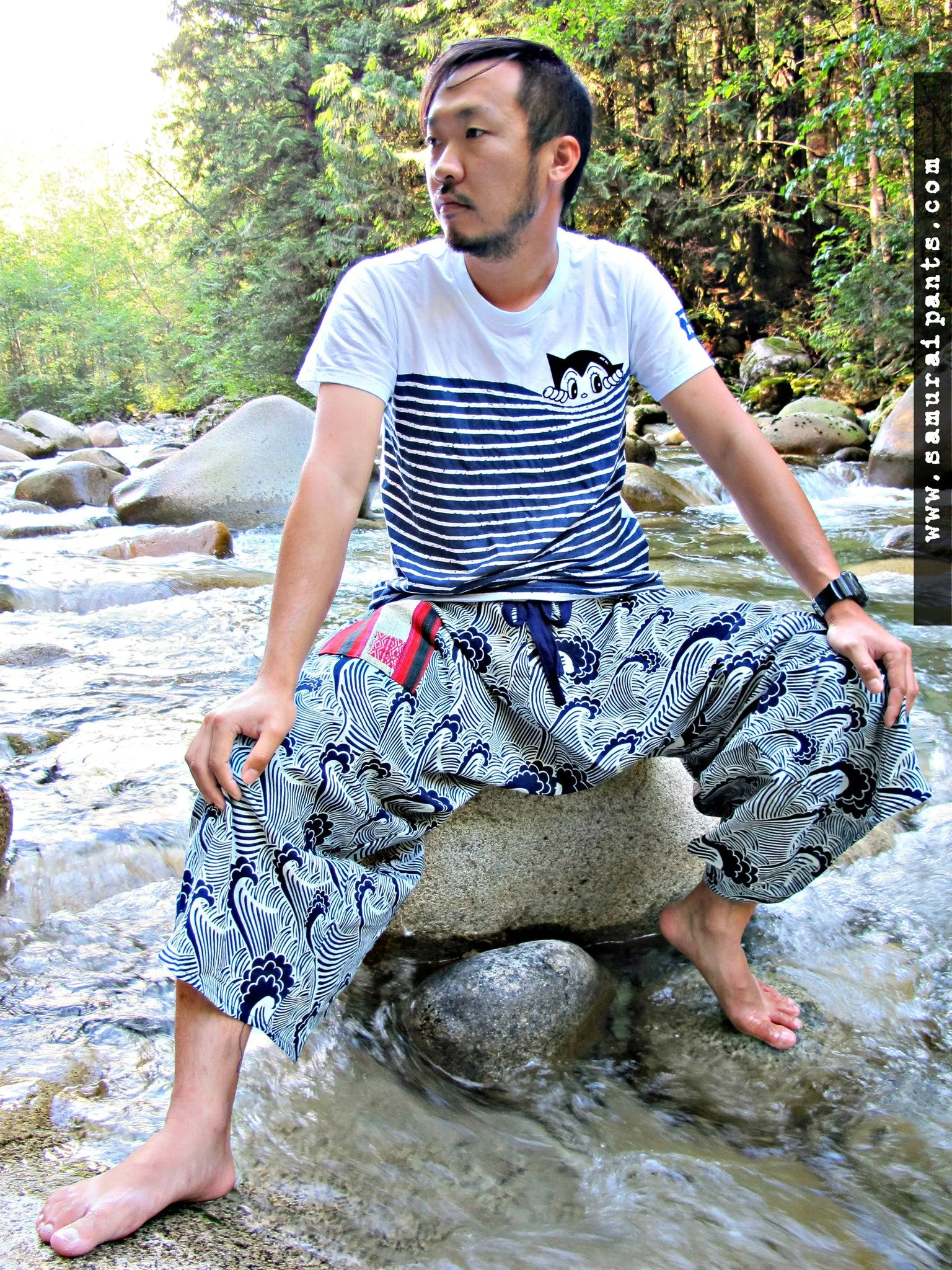 Big Waves (INDIGO BLUE) Waist-Tied Samurai Pants