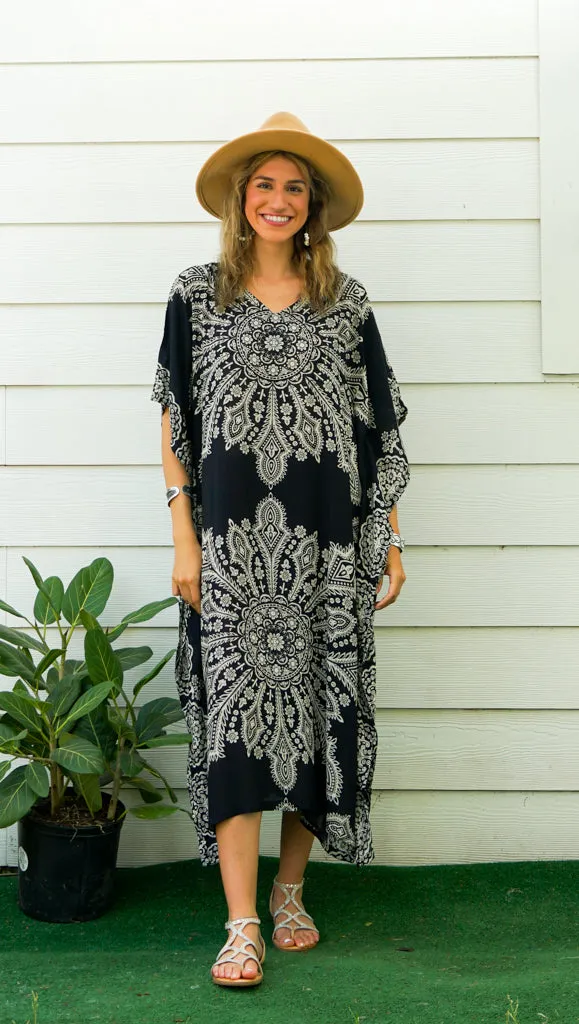 Black Butterfly Mandala Kaftan