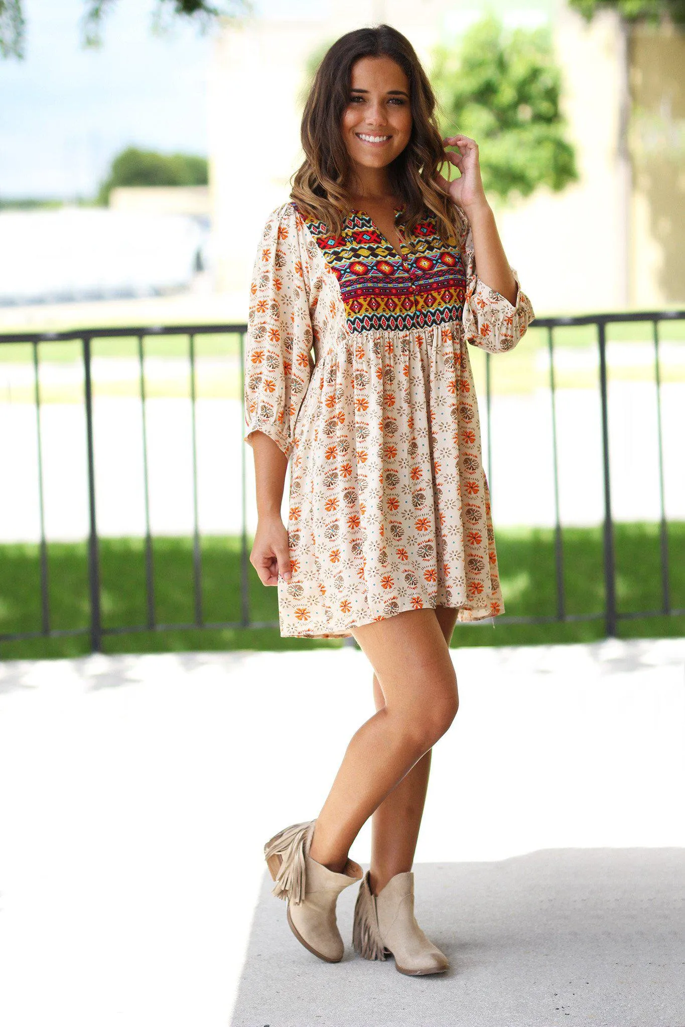 Boho Printed Short Dress