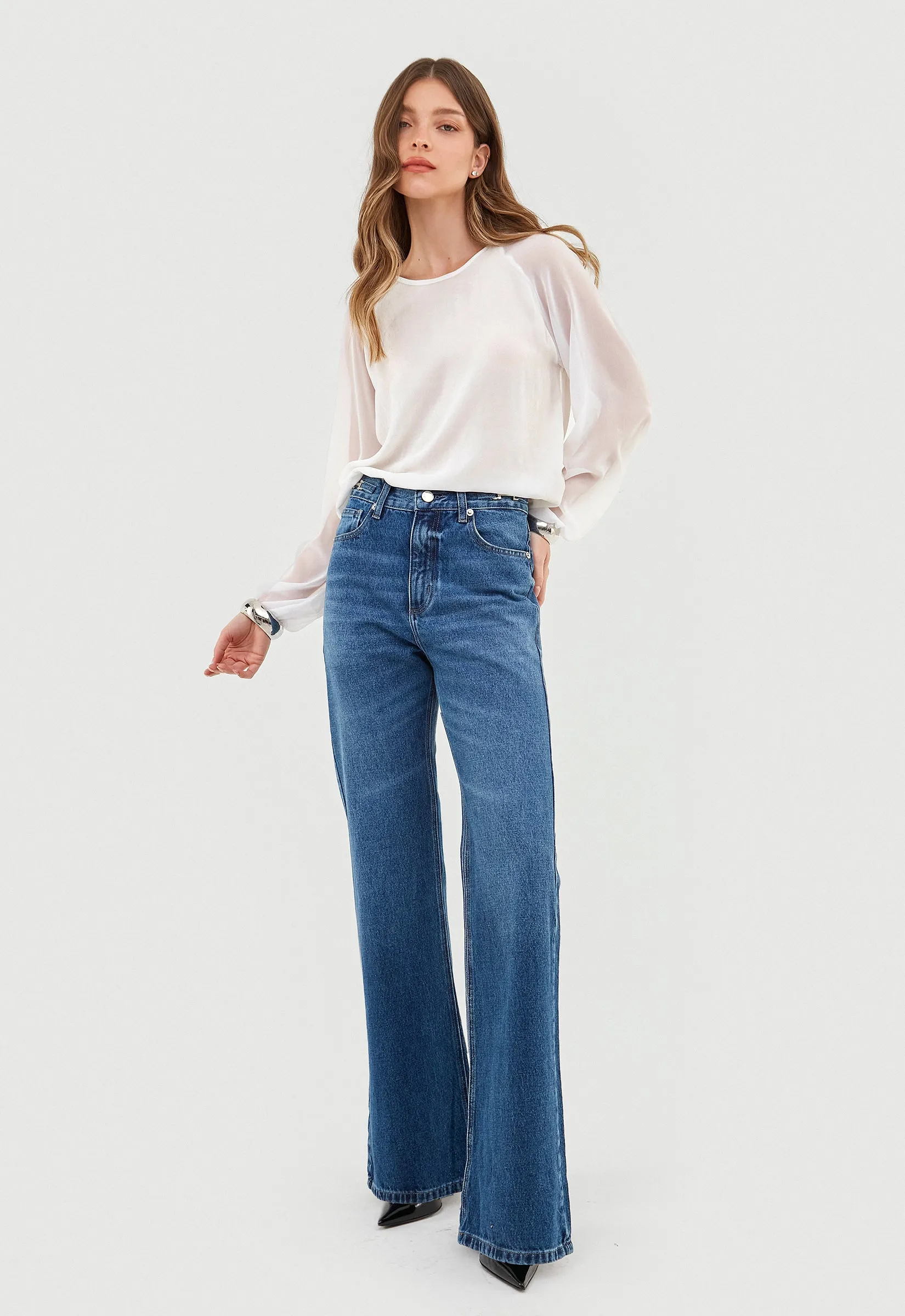 Calça Jeans Wide Leg Lucie - Azul