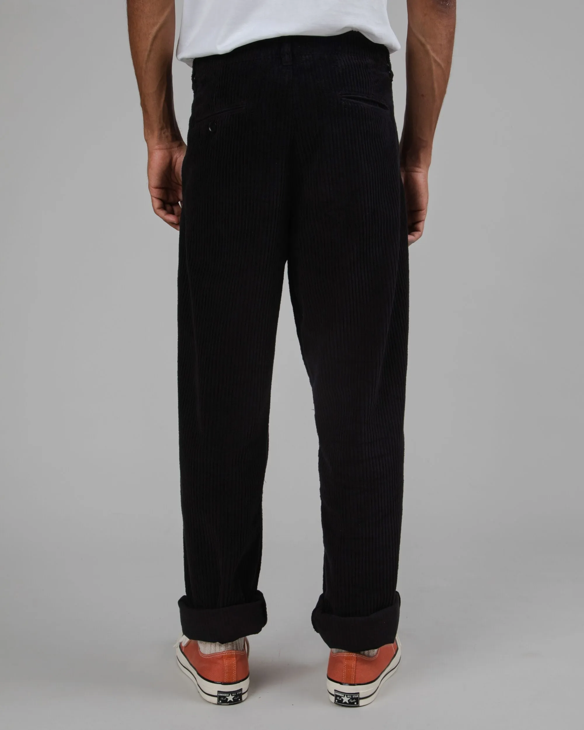 Corduroy Pleated Chino Pants Black