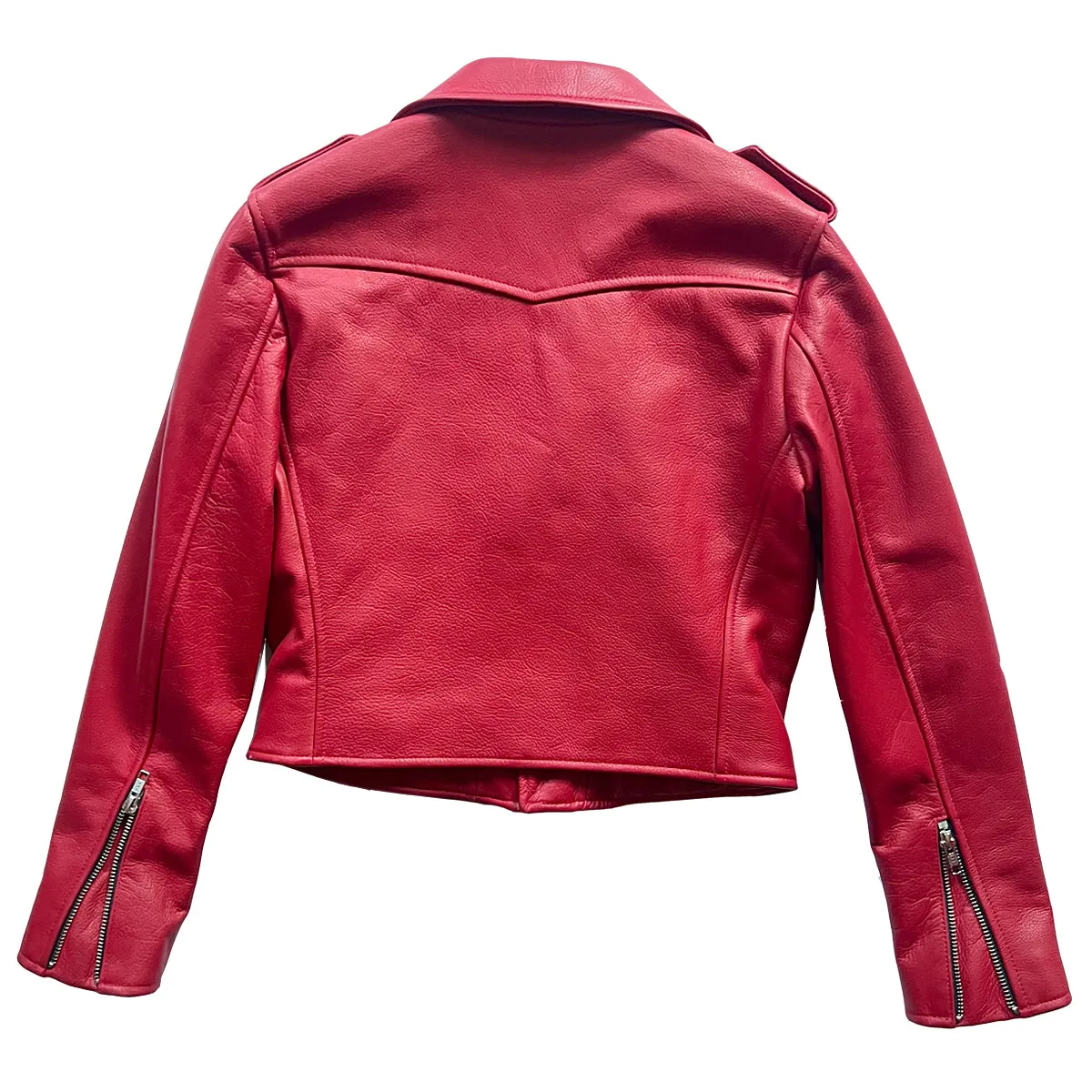 CROPPED BOWERY JACKET (RED w/LEOPARD LINING)