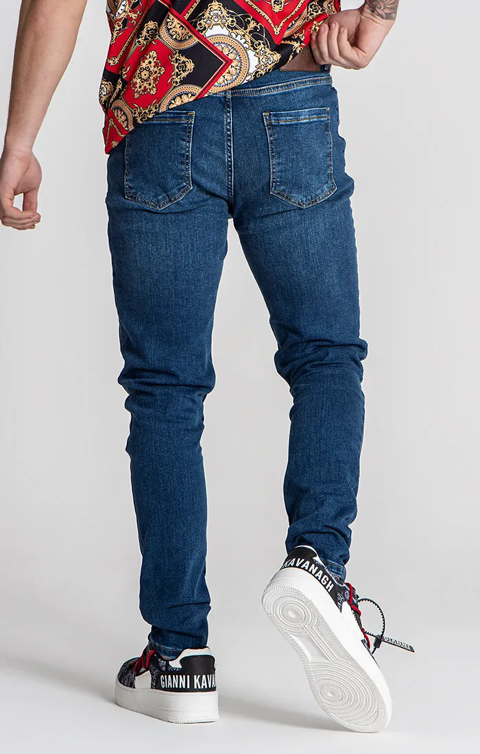 Dark Blue Core Ripped Slim Fit Jeans