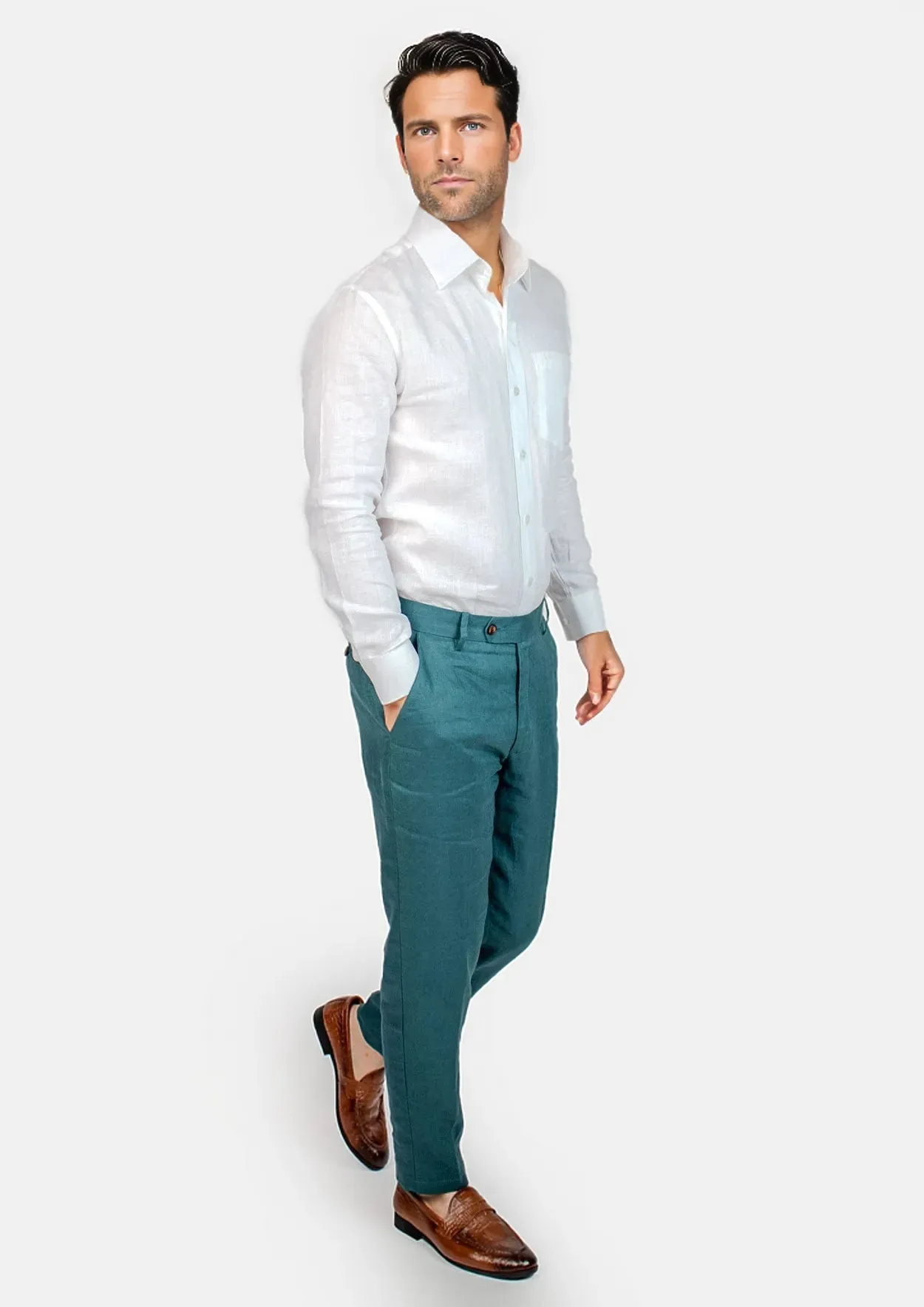 Deep Teal Linen Pants