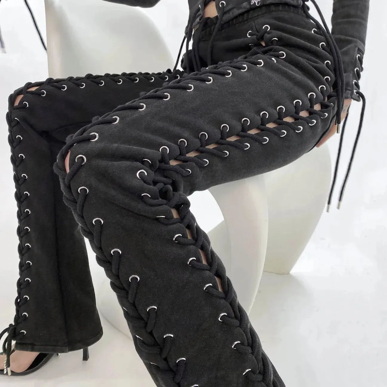 Edgy Lace up Lounge Set