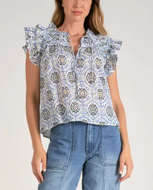 Elan Tie Front Print Top