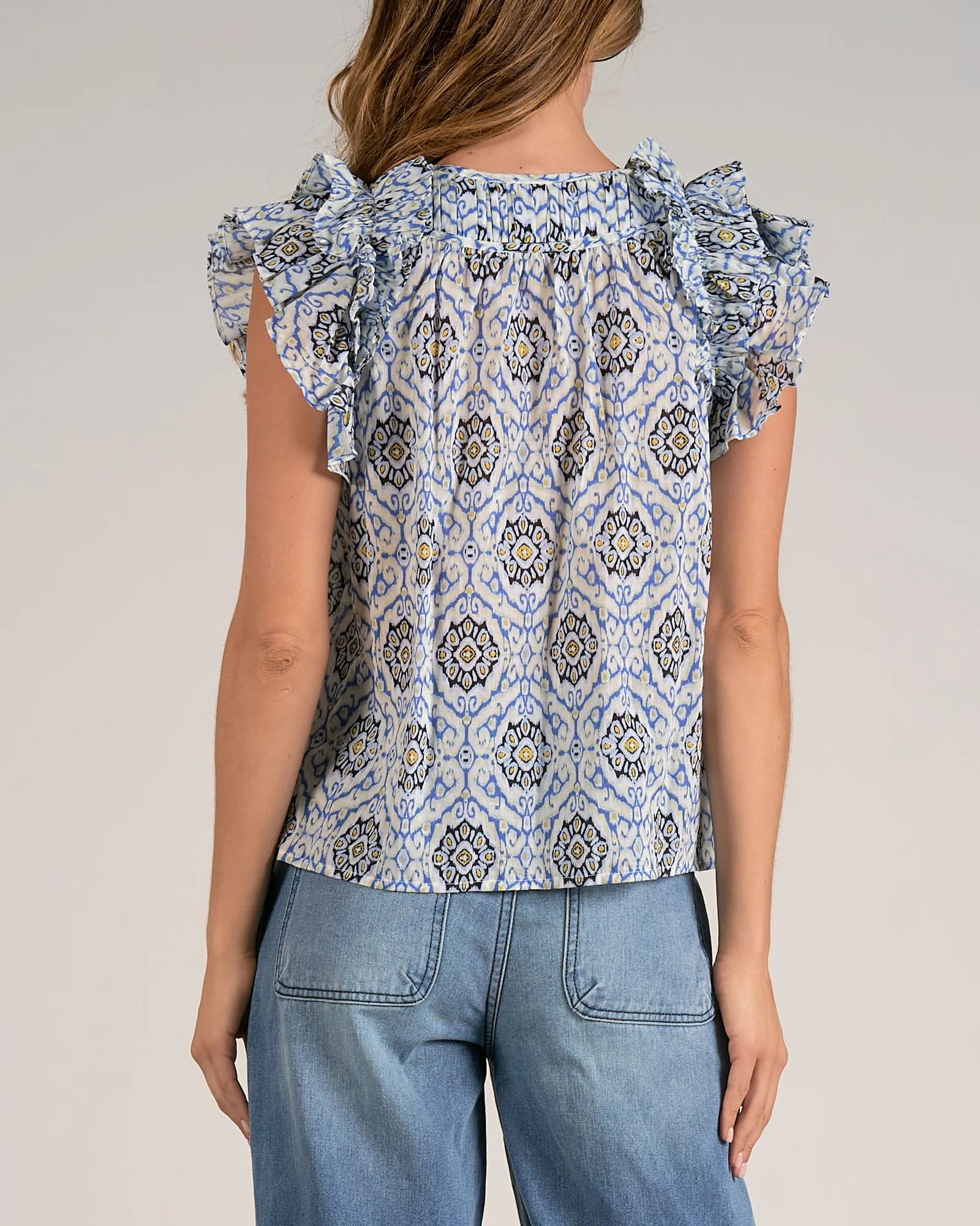 Elan Tie Front Print Top