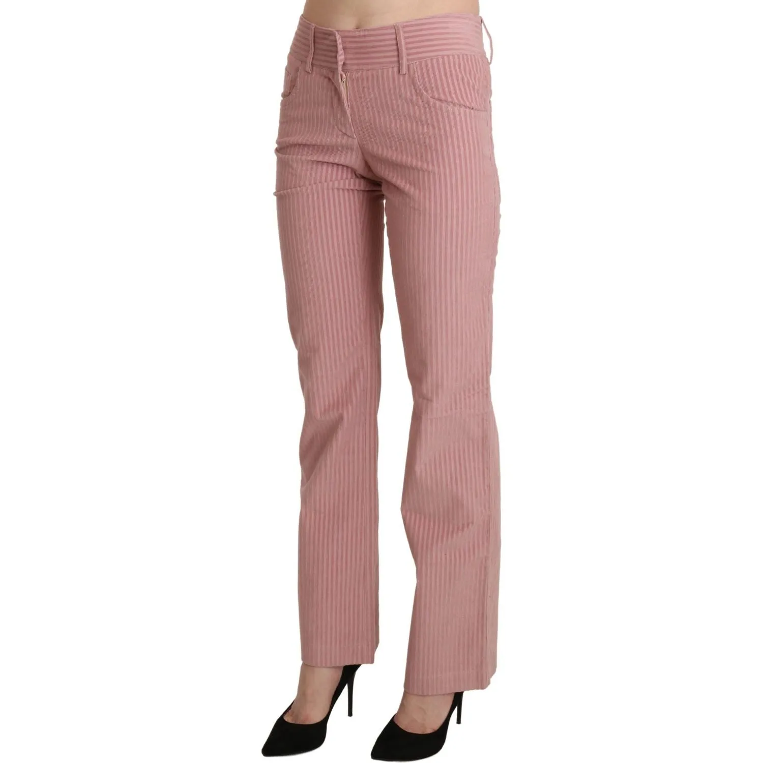 Ermanno Scervino Chic Pink Mid Waist Straight Trousers