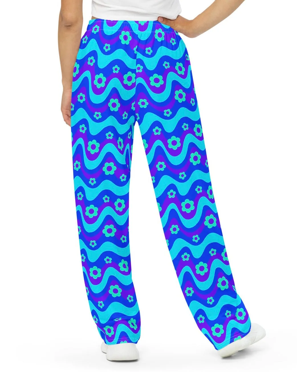 Flower Power Blue Wide Leg Pants