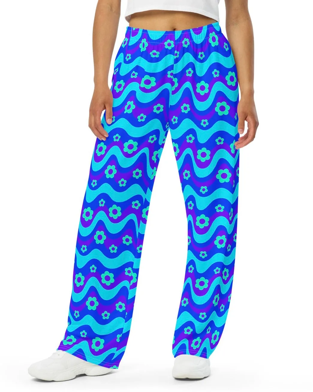 Flower Power Blue Wide Leg Pants