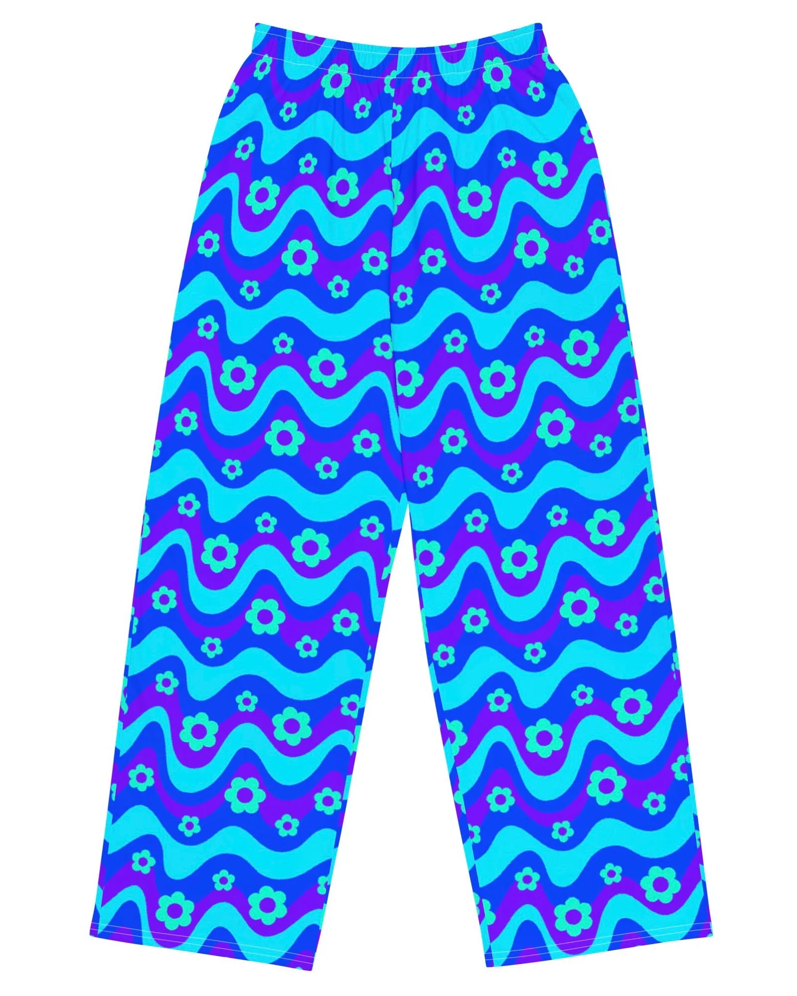 Flower Power Blue Wide Leg Pants