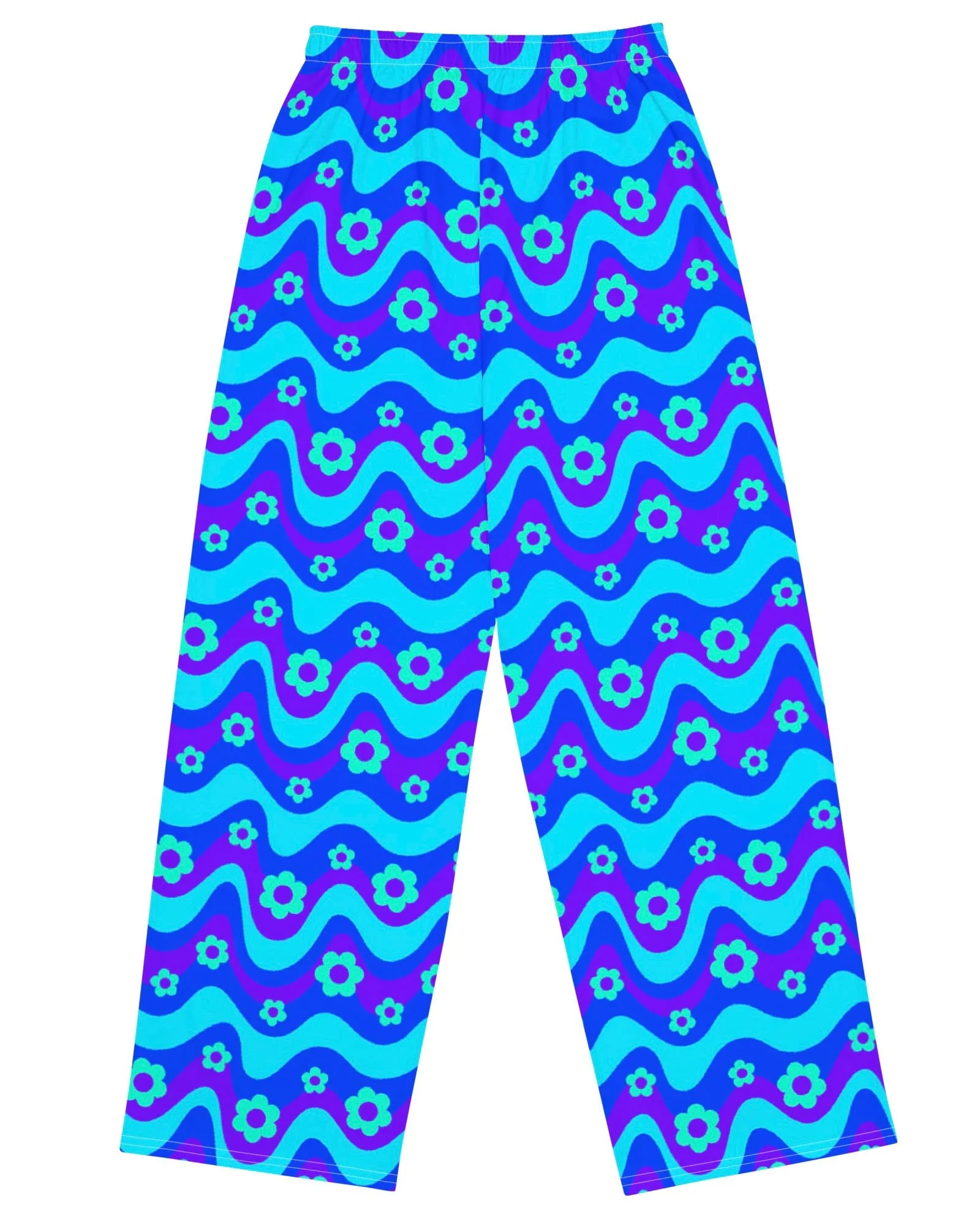 Flower Power Blue Wide Leg Pants