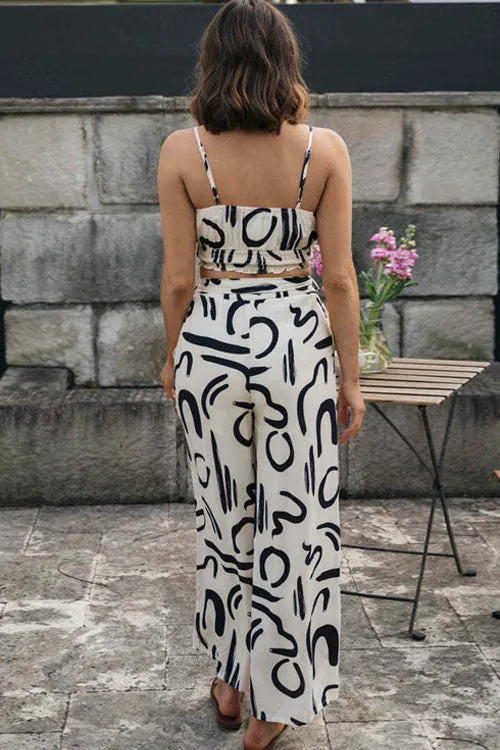 Fresh Start Print Sleeveless Wide-Leg Two-Piece Set