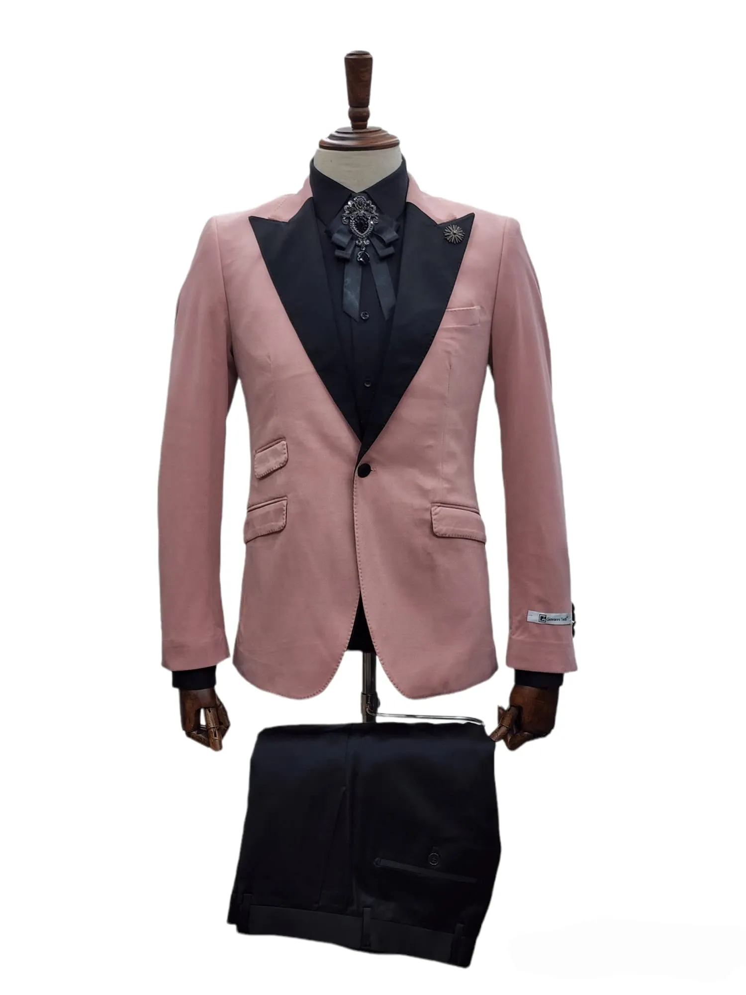 Giovanni Testi 1 Button Slim Fit Stretch Velvet Tuxedo GTX1P-1925 PINK