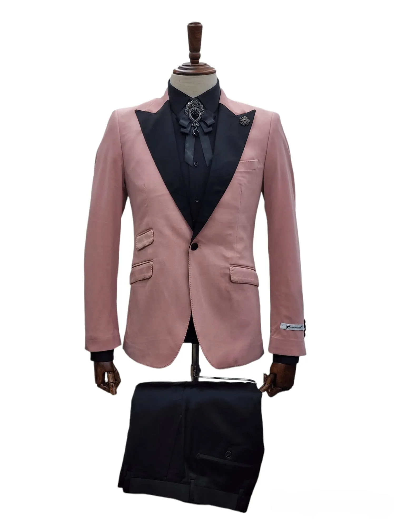 Giovanni Testi 1 Button Slim Fit Stretch Velvet Tuxedo GTX1P-1925 PINK