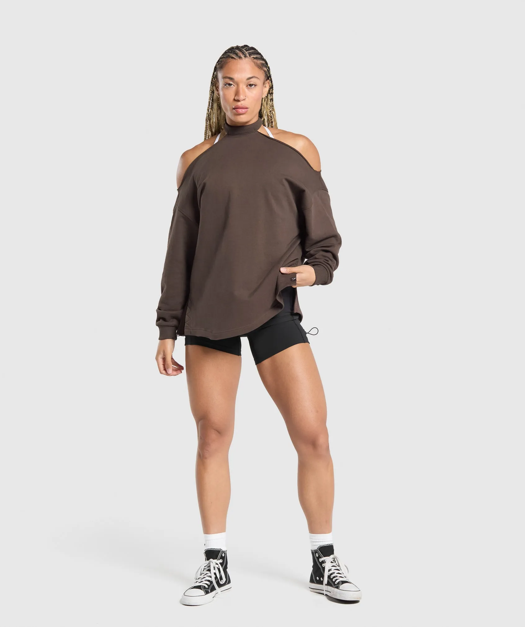 Gymshark Superset Longline Sweatshirt - Deep Brown