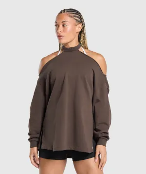 Gymshark Superset Longline Sweatshirt - Deep Brown