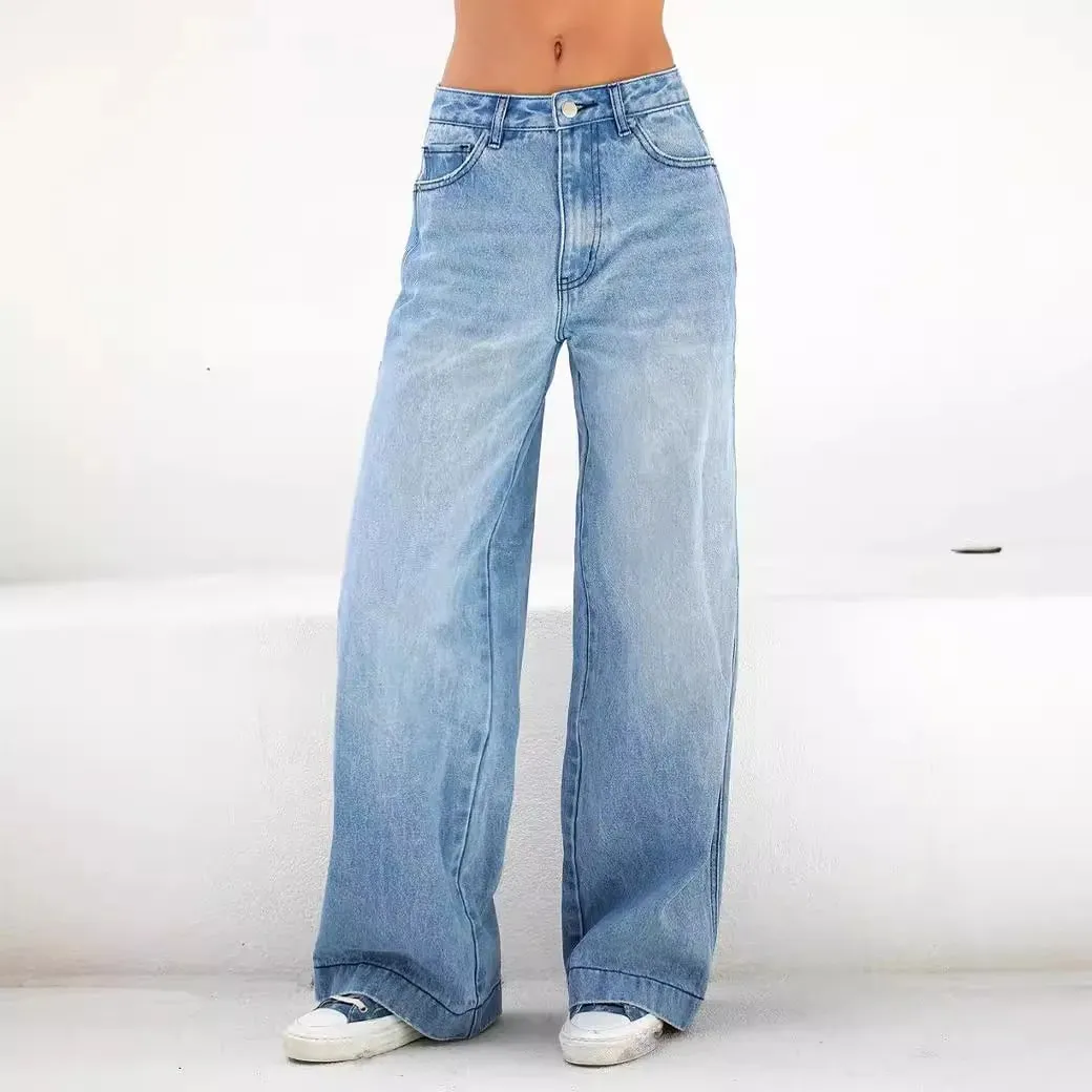 High Waist Wide Leg Loose Denim Jeans