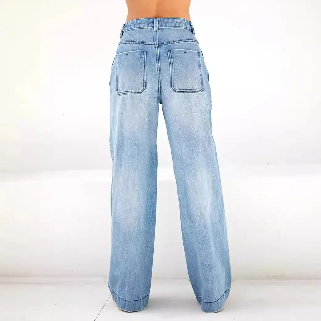 High Waist Wide Leg Loose Denim Jeans