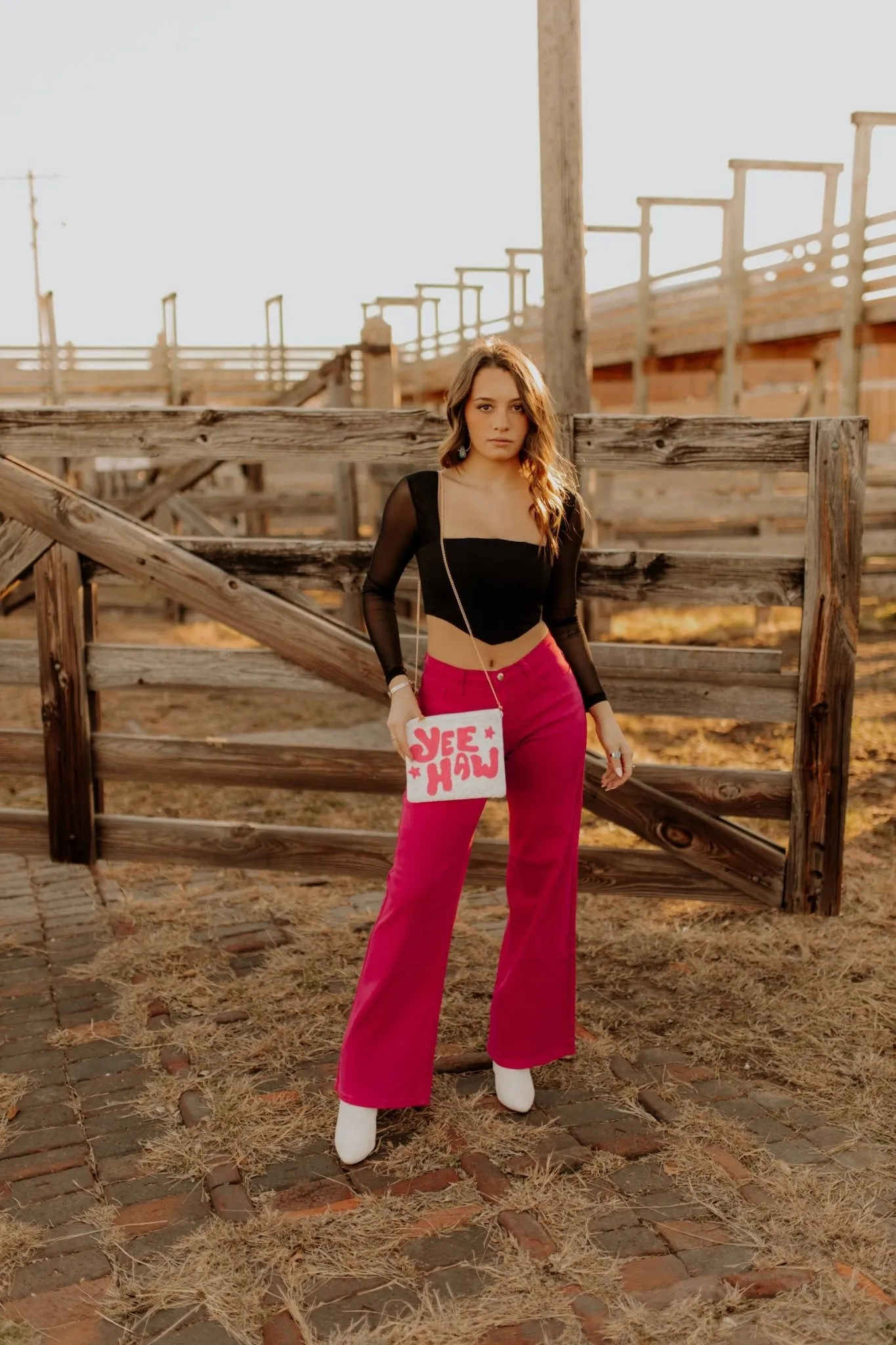 Hot Pink Wide Leg Jean