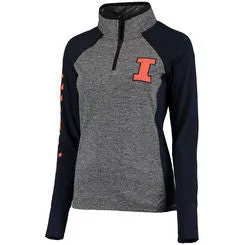 Illinois Fighting Illini Antigua Gray 1/4 Zip Sweatshirt