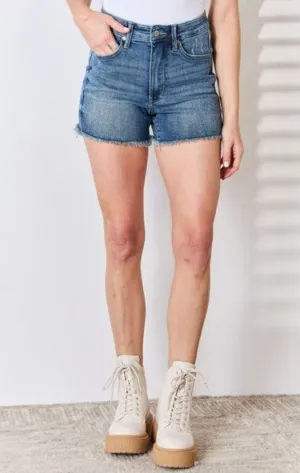 Judy Blue, High Waist Tummy Control Fray Hem Shorts