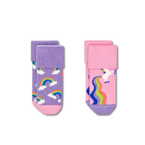 Kids Terry Socks Rainbow & Unicorn (5000) 2-Pack