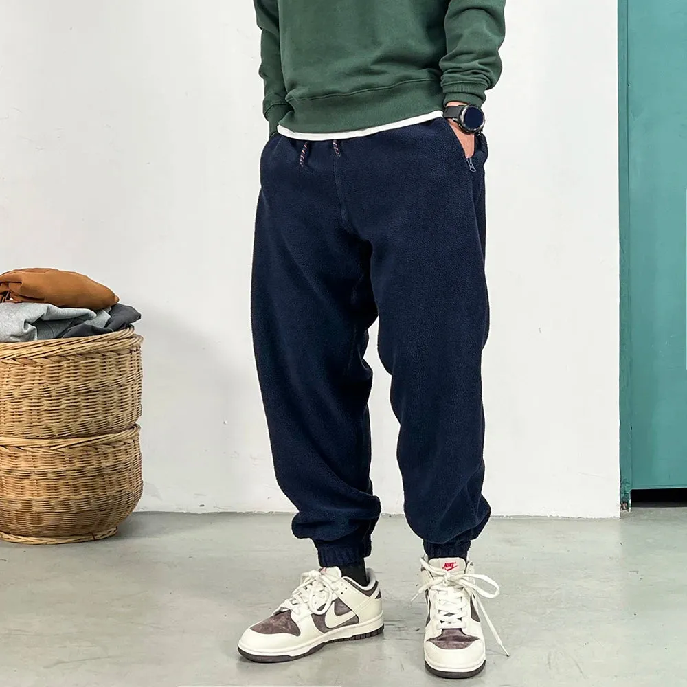 Korean Fleece Sweatpants Casual Brushed Pants Streetwear Jogging Men Trendy Joggers