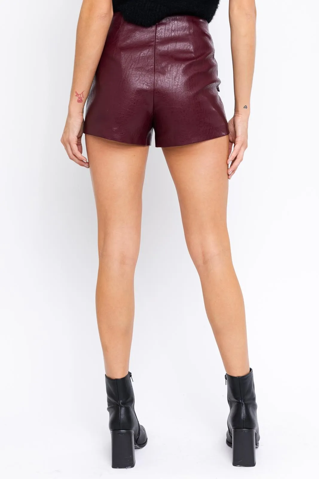 Laced Up Leather Shorts