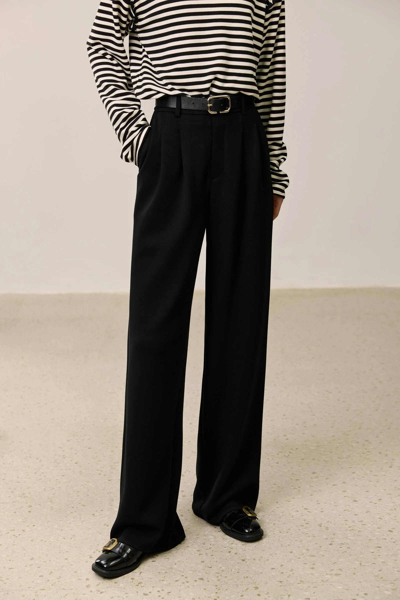 LILY Draped Wide-Leg Trousers