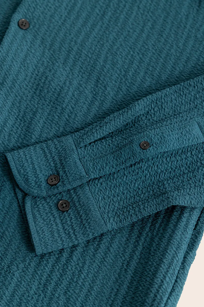 Mash Wrinkle Teal Blue Shirt