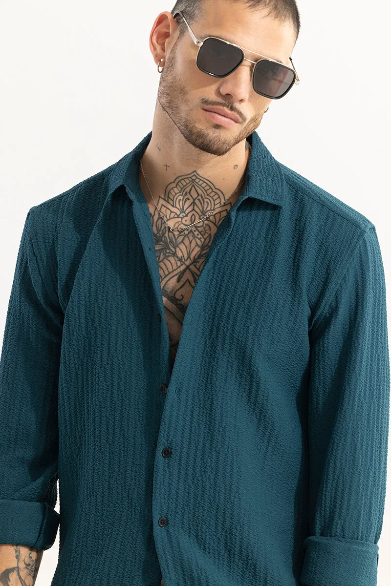 Mash Wrinkle Teal Blue Shirt