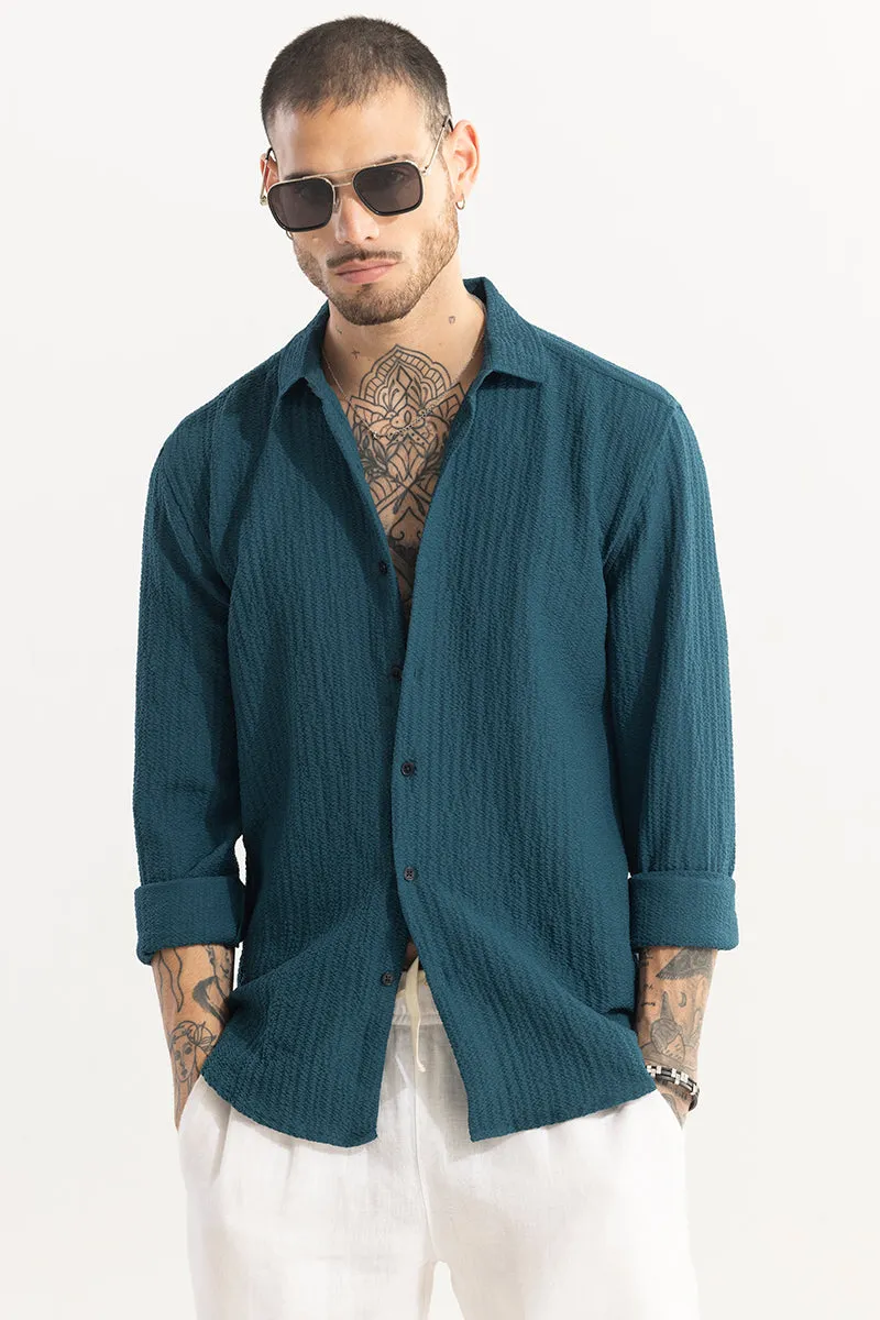 Mash Wrinkle Teal Blue Shirt