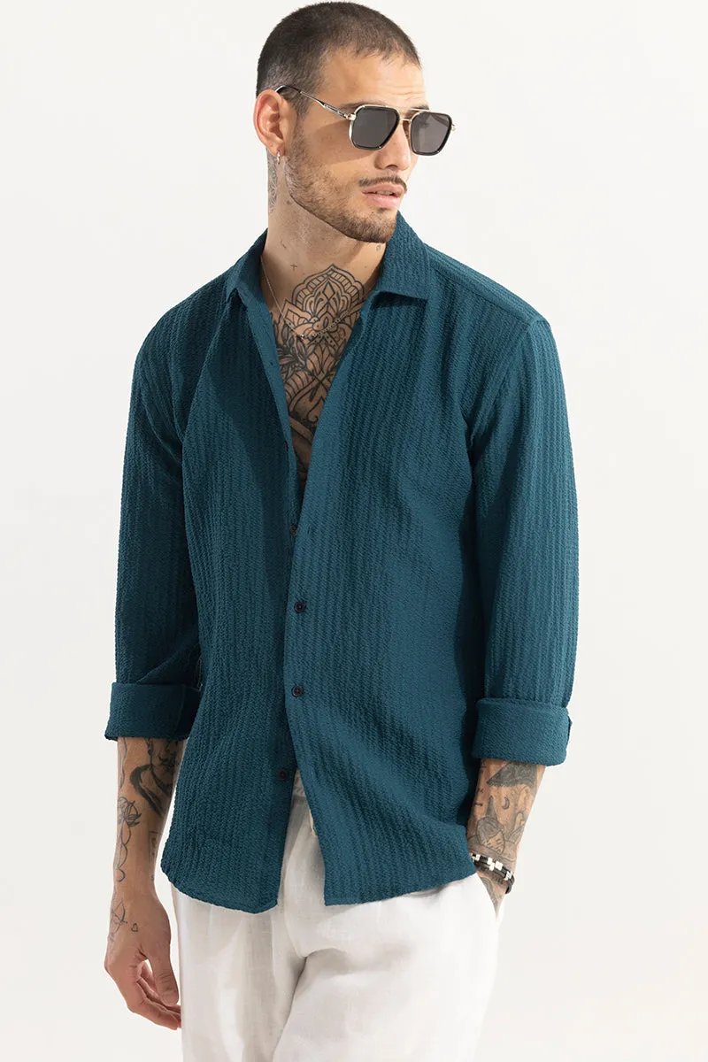 Mash Wrinkle Teal Blue Shirt