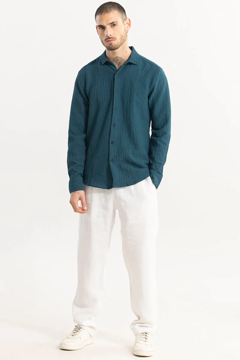 Mash Wrinkle Teal Blue Shirt