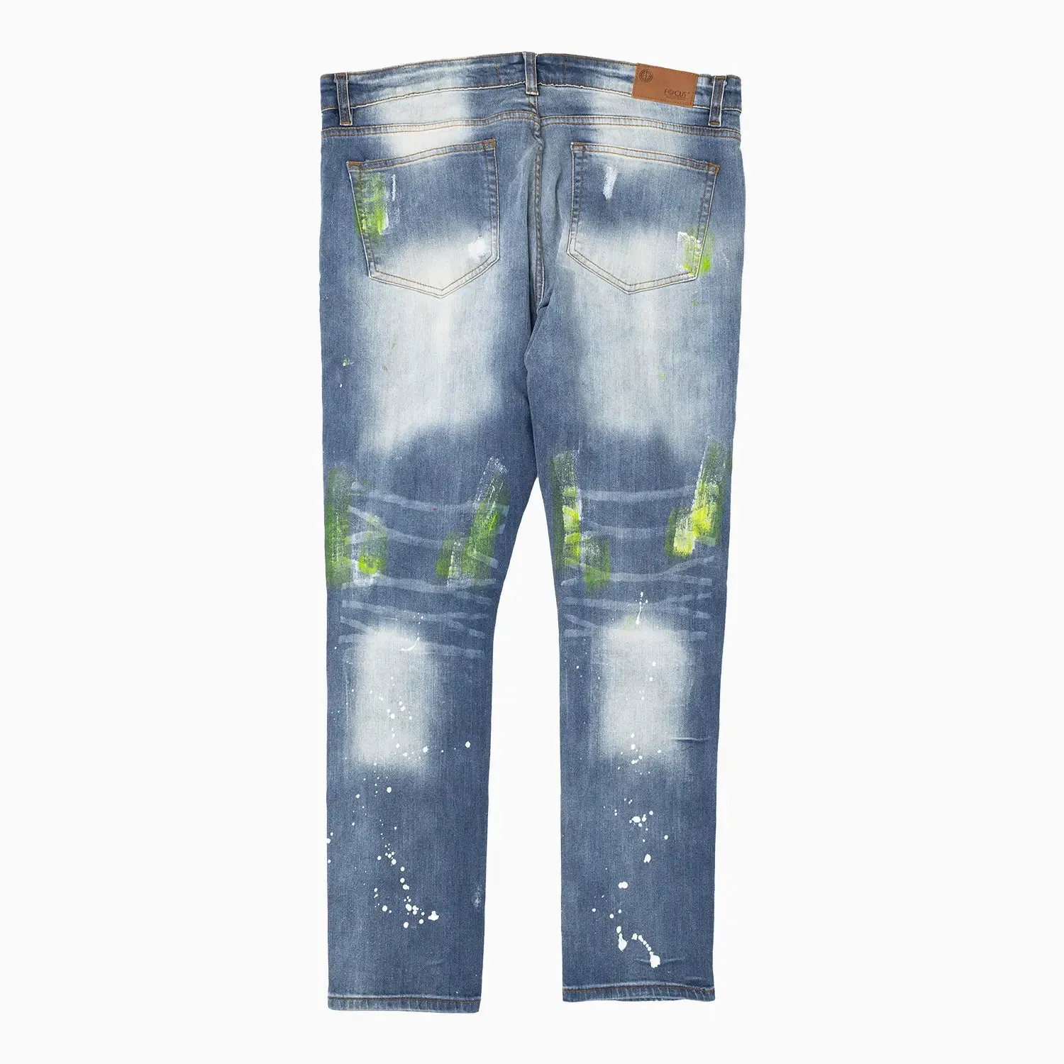 Men's Paint Splatter Embroidered Denim Pant