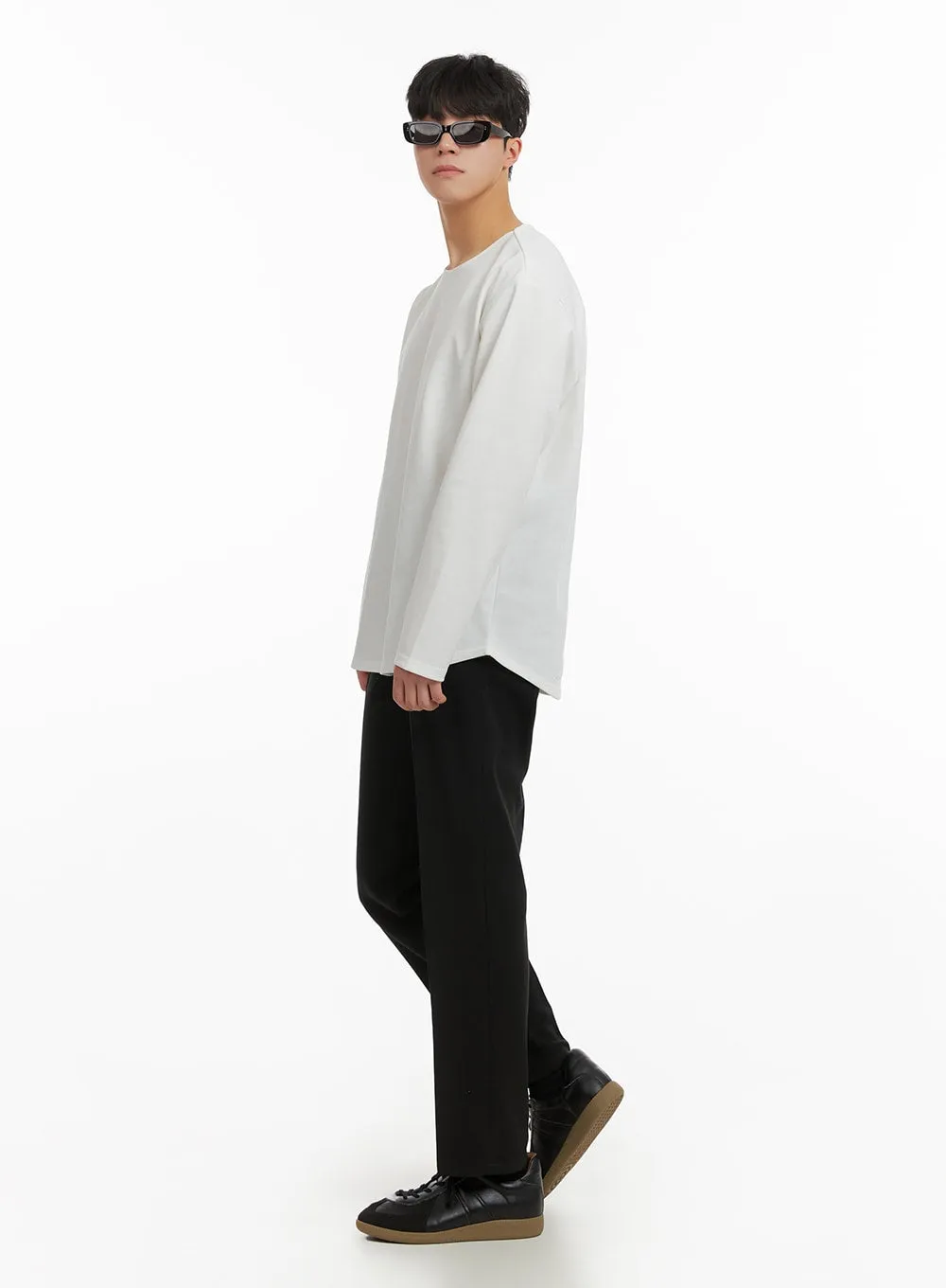 Men's Solid Oversized Long Sleeve Tee IA402