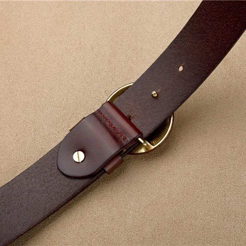 Men's Unique Design 3D Round Buckle Leather Belt