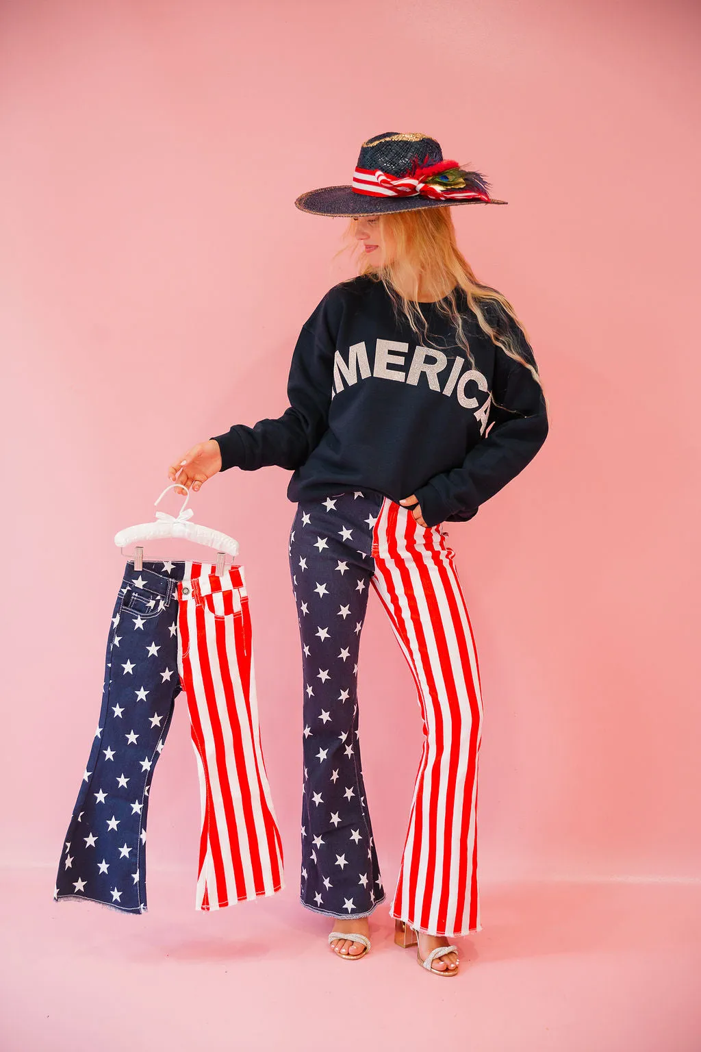 MINI KIDS AMERICAN FLAG FLARE PANTS