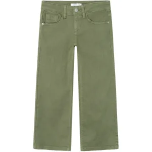 Name It Deep Lichen Green Rose Wide Twill Pants Noos