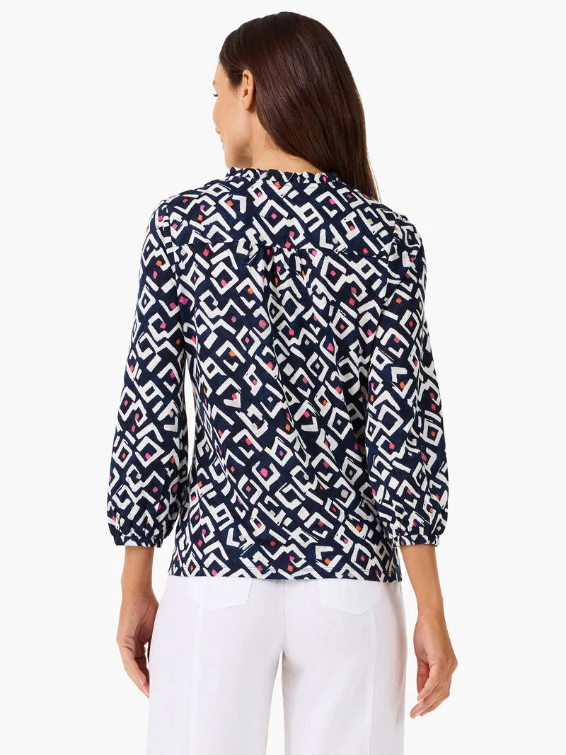 NIC ZOE M241053 Indigo Angles Top