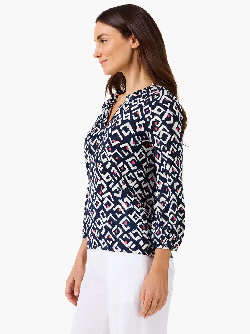 NIC ZOE M241053 Indigo Angles Top