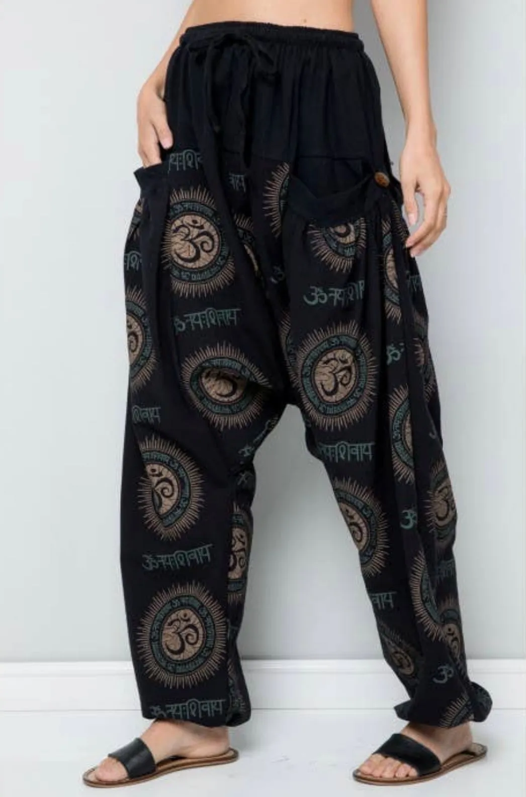 Om Print Harem Pants