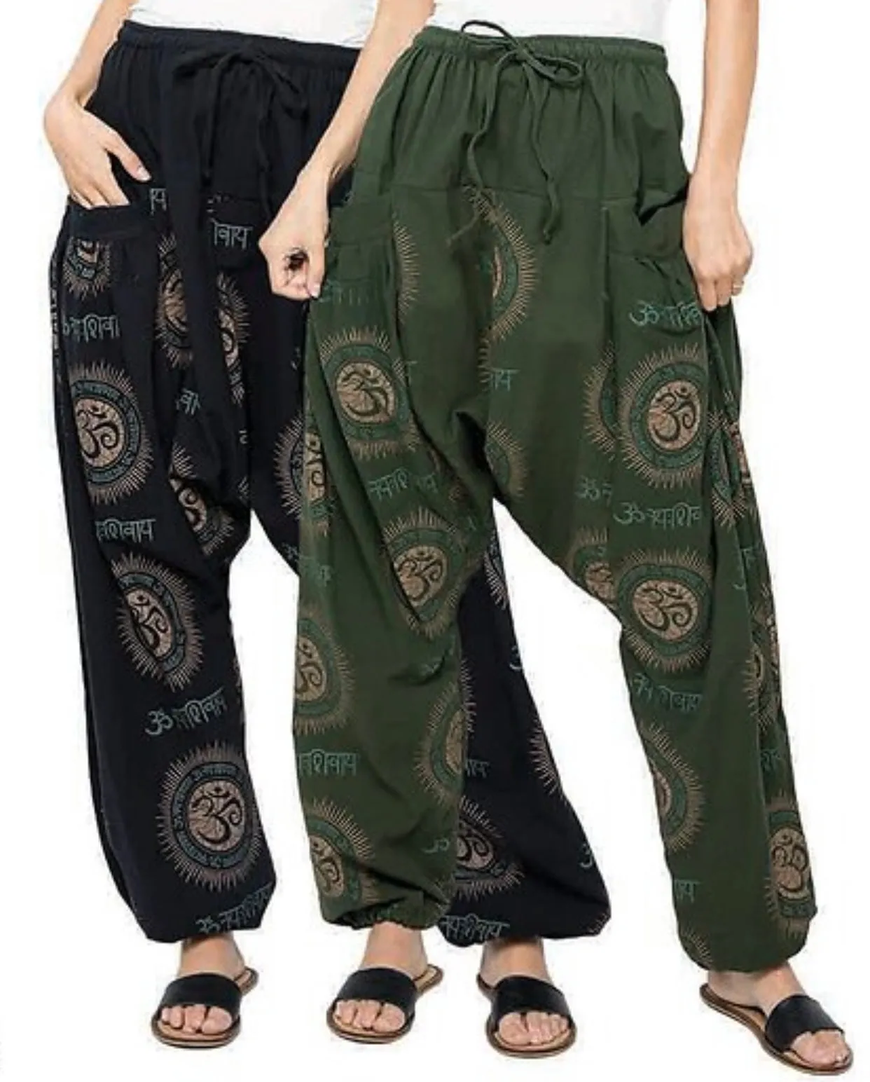 Om Print Harem Pants